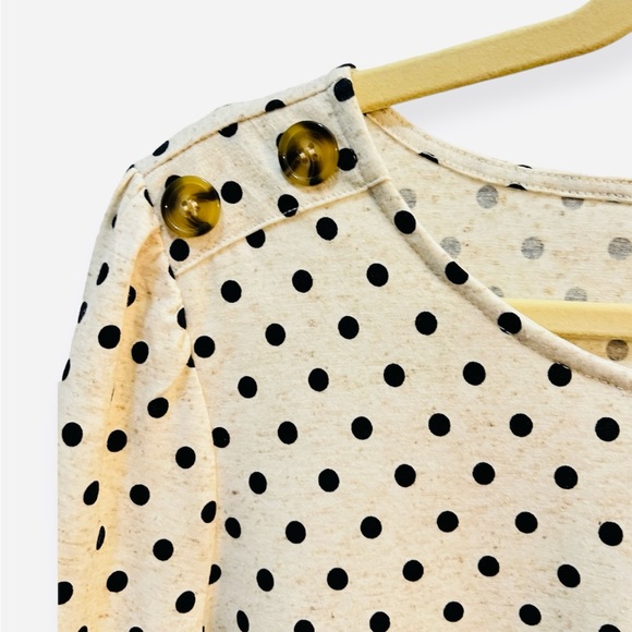 NWT | 89th+Madison Top • L • Light Heather beige w navy polka dots - Picture 3 of 12